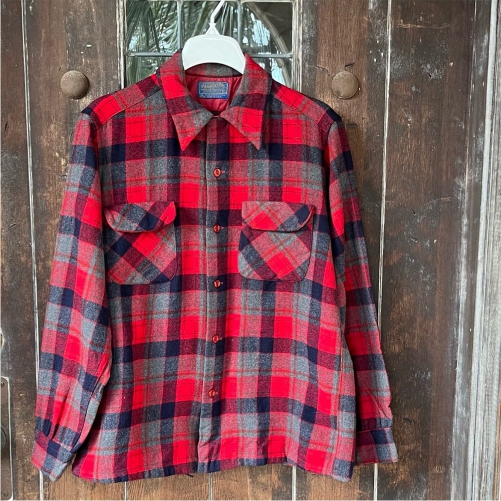 Pendleton | Vintage Plaid Wool Flannel Button Front Shacket. Made in USA.